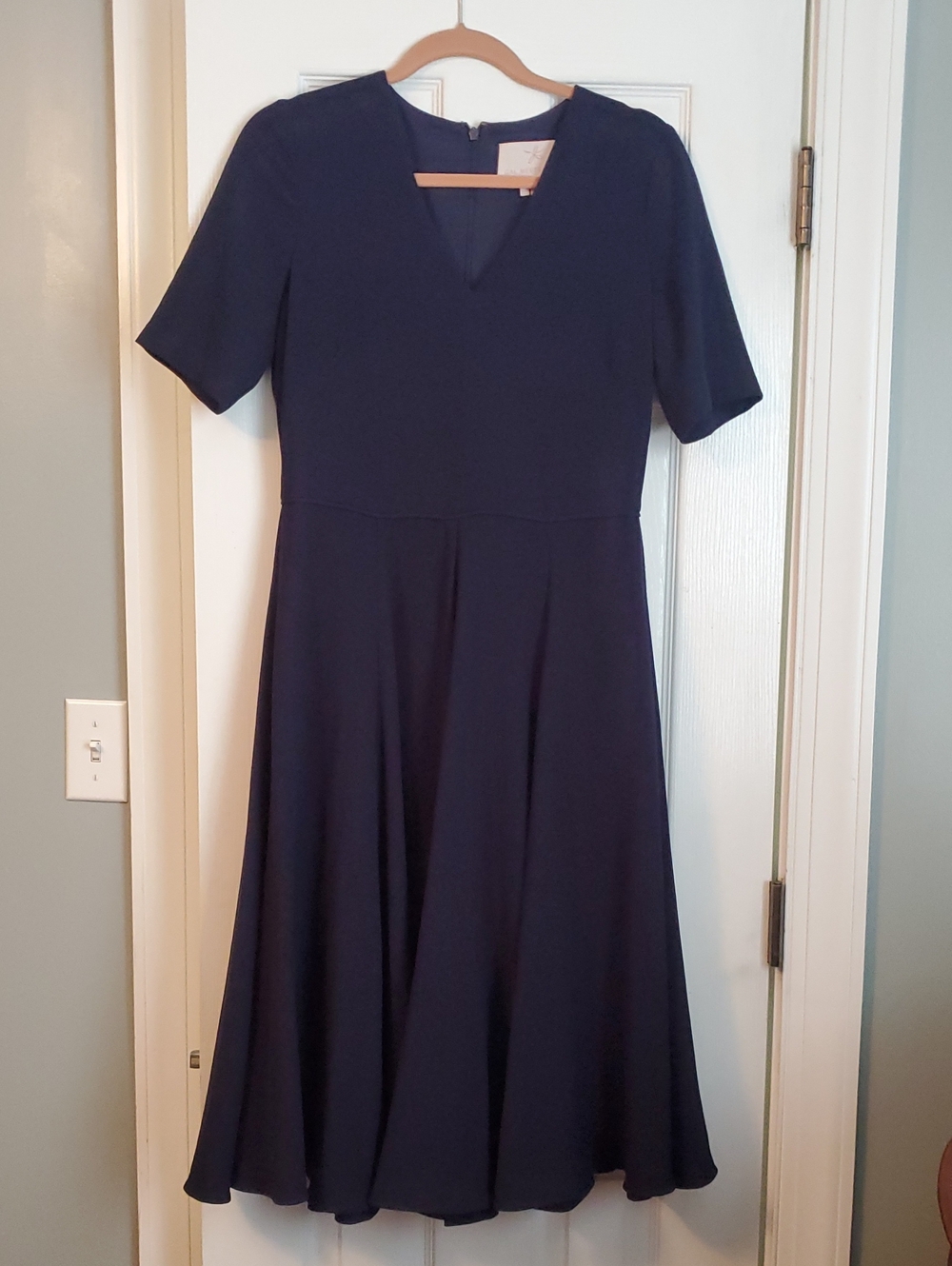 Gal Meets Glam Navy Fit-and-Flare Midi Dress